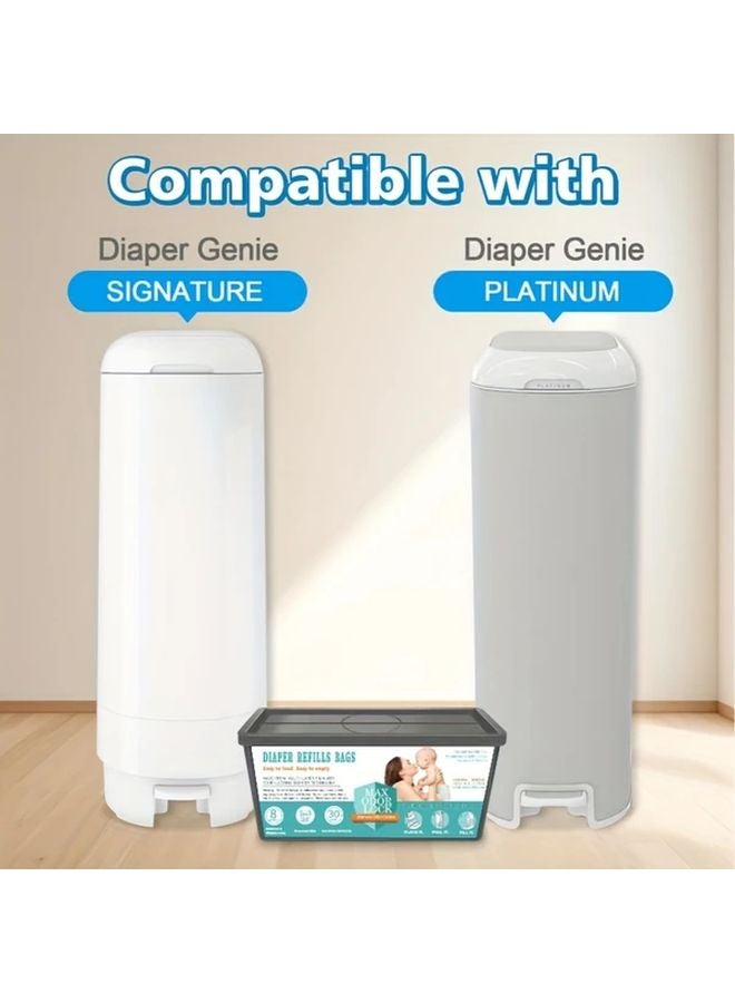 30 قطعة من حشوات صندوق الحفاضات المتوافقة مع Genie Easy Roll Signature و White Golden بسعة 1400 قطعة - Image 1